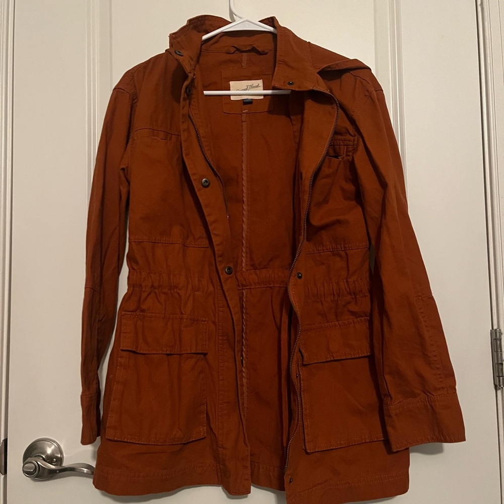 Universal Threads Burnt Orange Women's Utility Jacket With Hood XS 100% Cotton